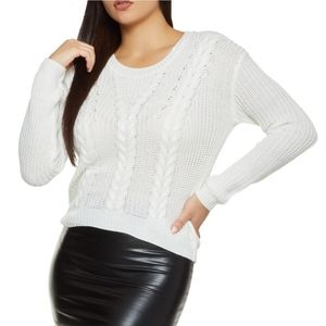 Lace Up V Back Sweater